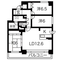 ＭＡＮＳＩＯＮ　ＫＵＲＯＤＡ山鼻19条Ⅱの物件間取画像